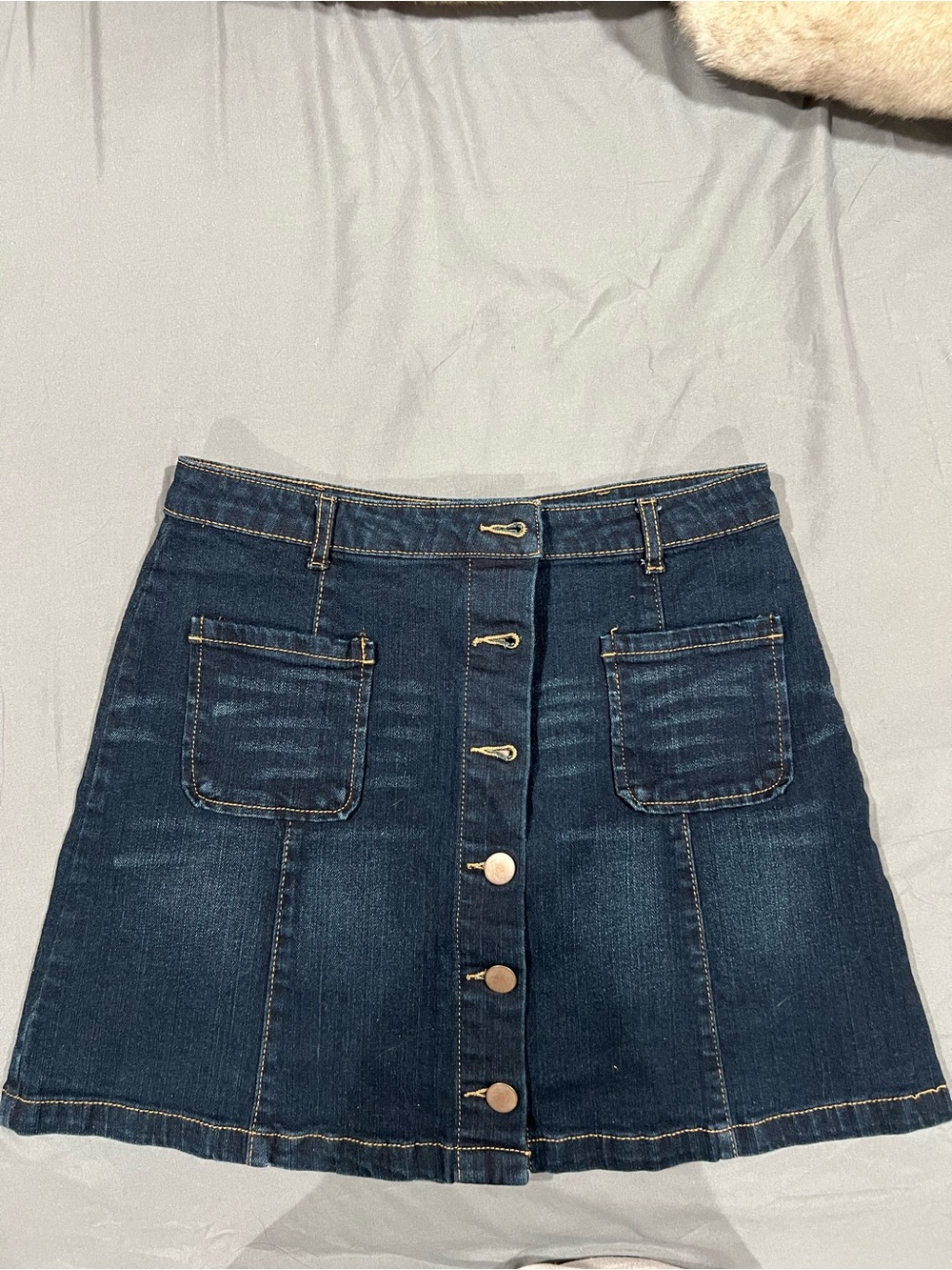 Aeropostale Dark Blue Button-Front Denim Skirt